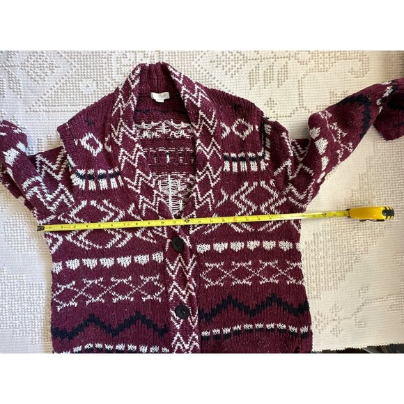 J.Jill Womens Cardigan Sz M Maroon Longline Boho Southwest Button Front Sweater - Picture 10 of 13
